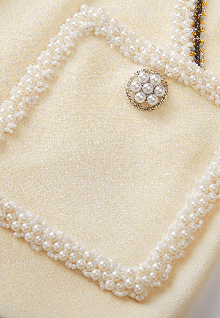 Custard Beaded Crepe Jacket MOISELLE