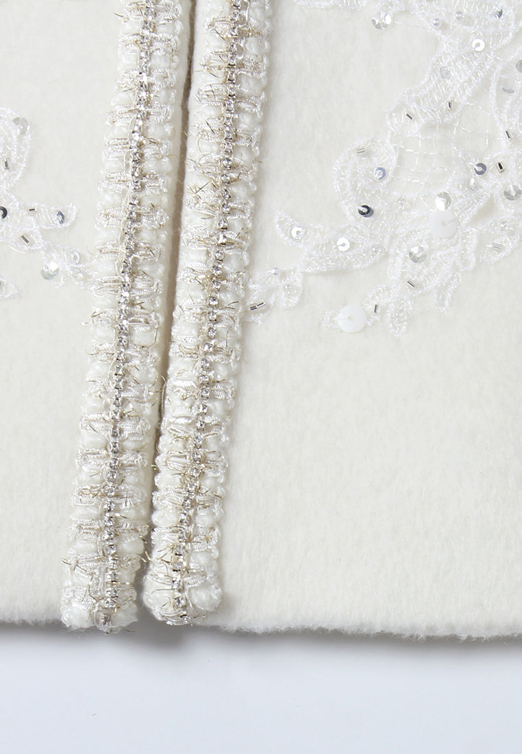 Éclat Fleurie Veste Brodée Blanche