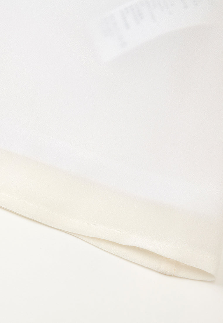 Round-neck Embellished-trim Chiffon Top