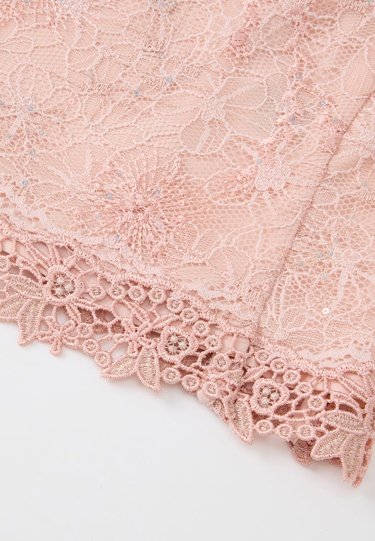 Embellished Enamel-button Lace Top