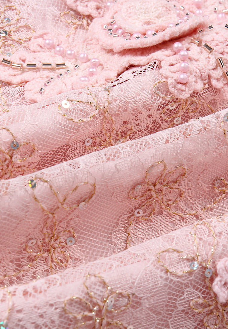 Blush Lace Embellished Skirt
