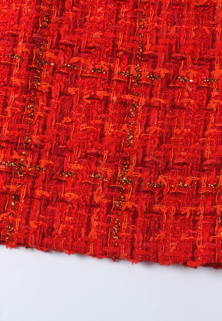 Rouge Éclat Buttoned Tweed Skirt