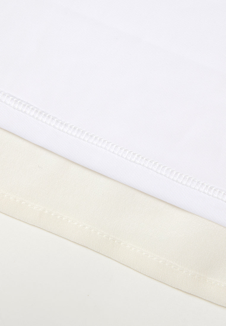 Round-neck Embellished-trim Chiffon Top