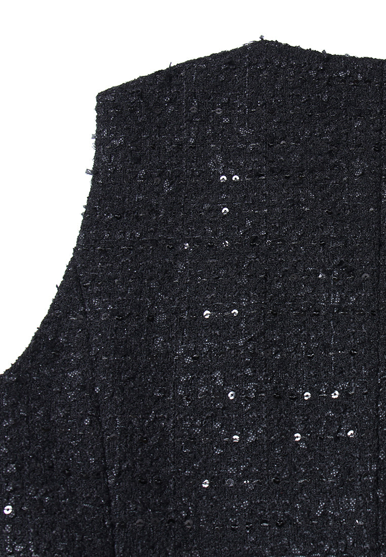 Crystal Grain Gold-Button Tweed Vest