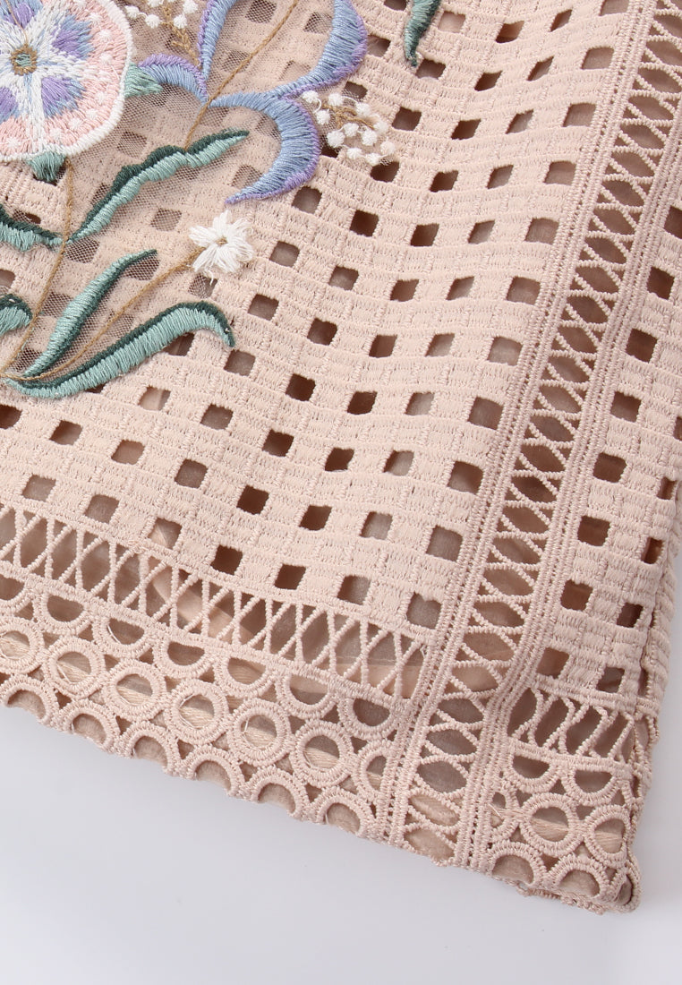 Beige Dentelle Fleuris Jacket