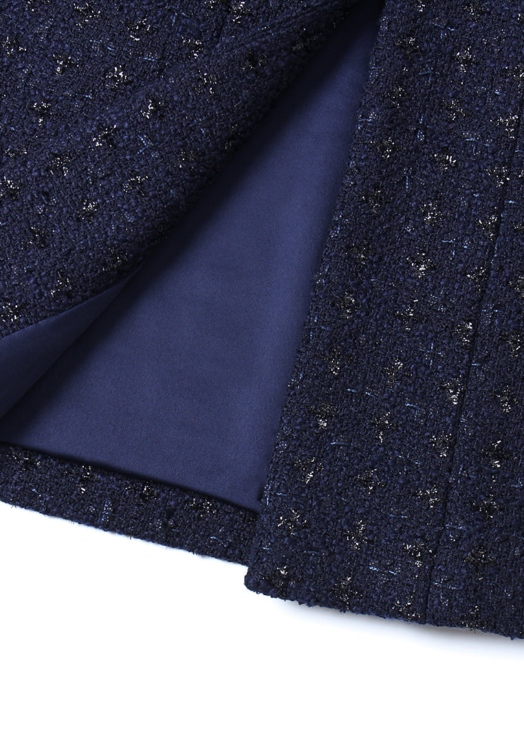 Double-Breasted Speckled Tweed Coat