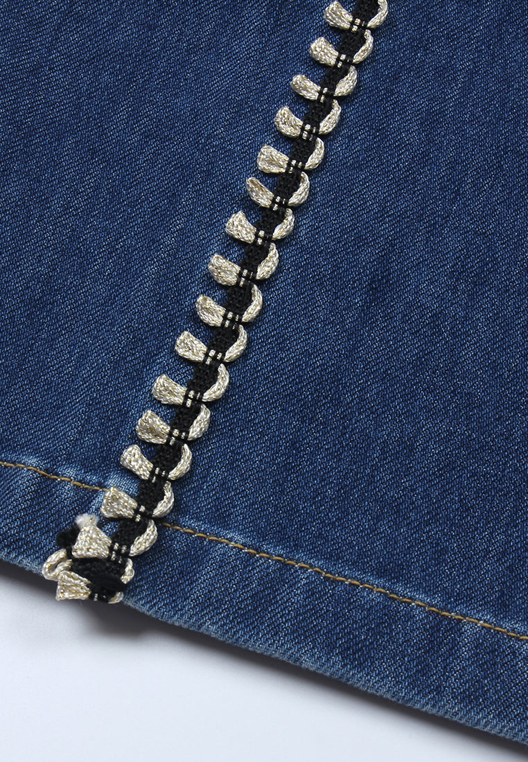 Indigo Frog Loop Trim Jeans