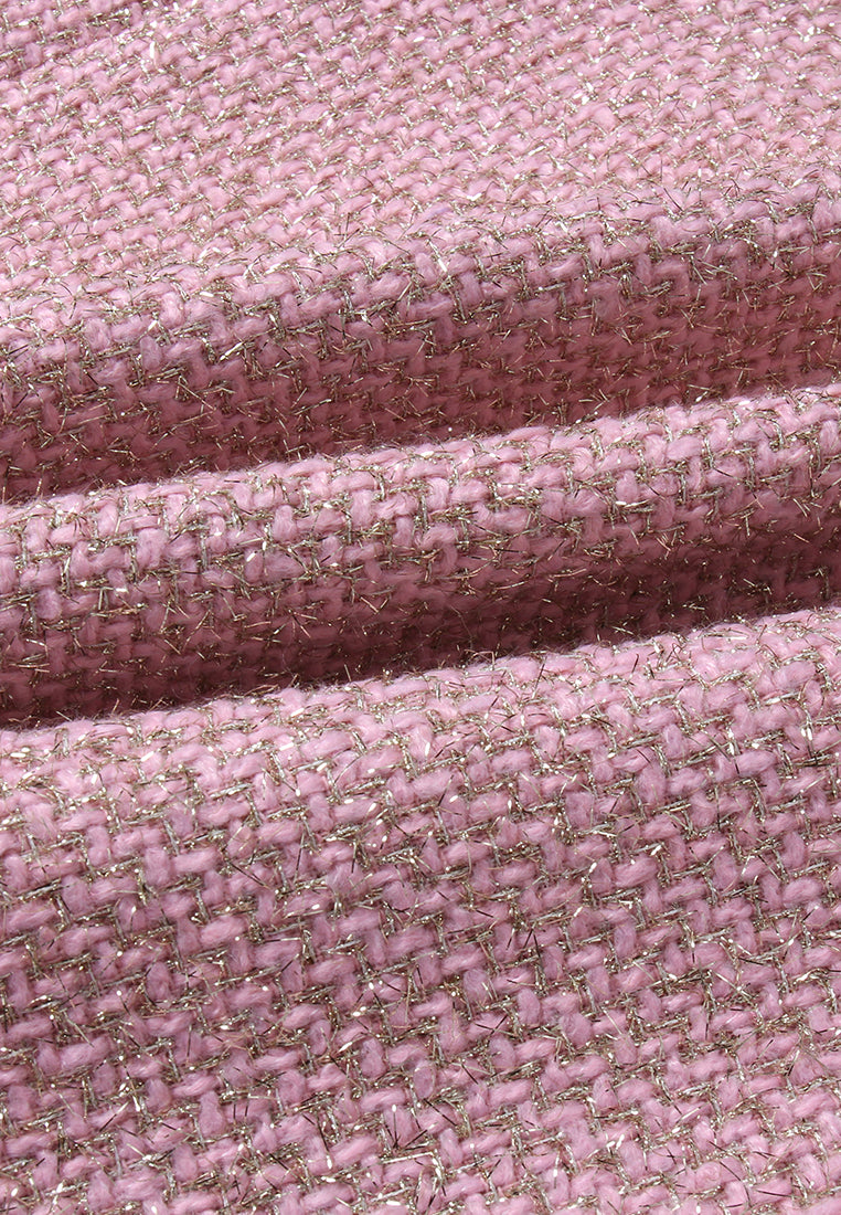 Pink Tweed Dress with Fringe Trim