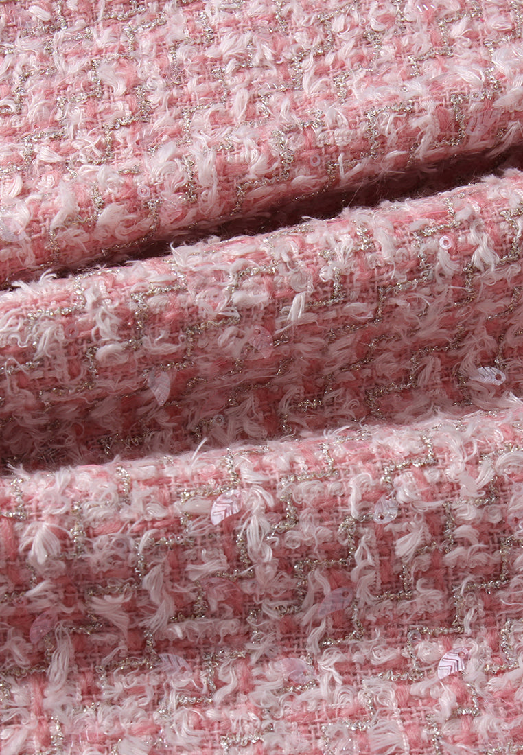 Fleur-Trim Tweed Skirt