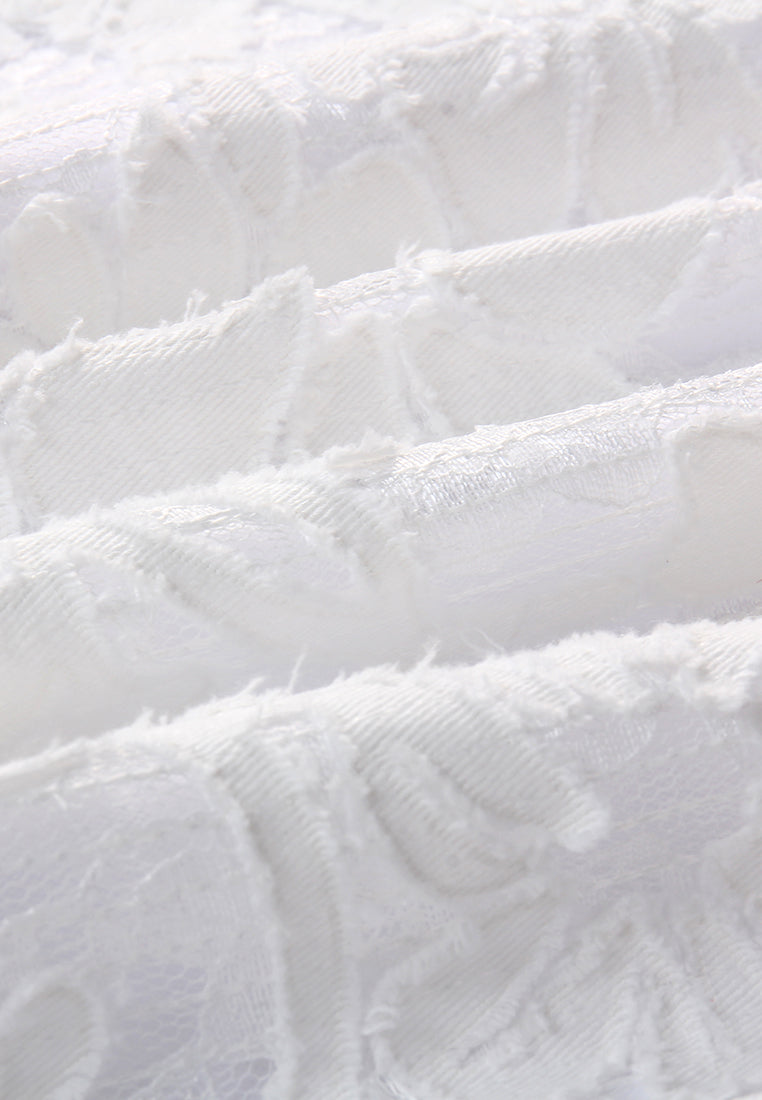 Blanc Élégance Florale Dress