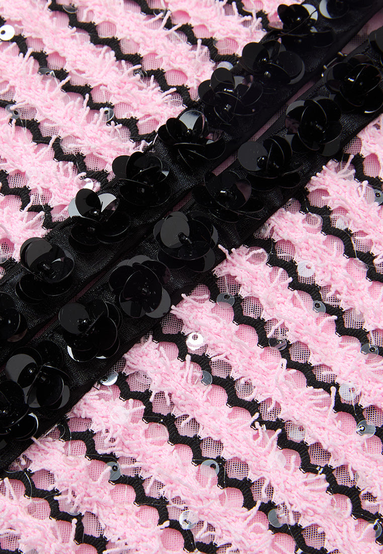 Frayed-detail Sequin-detail Stripped Jacket
