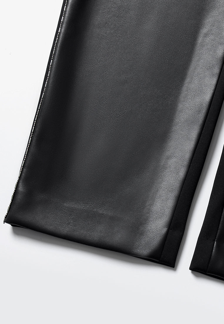 Noir Lustré Straight-Leg Pants