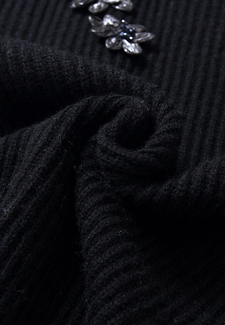 Broderie Fleurie Ribbed Knit Top