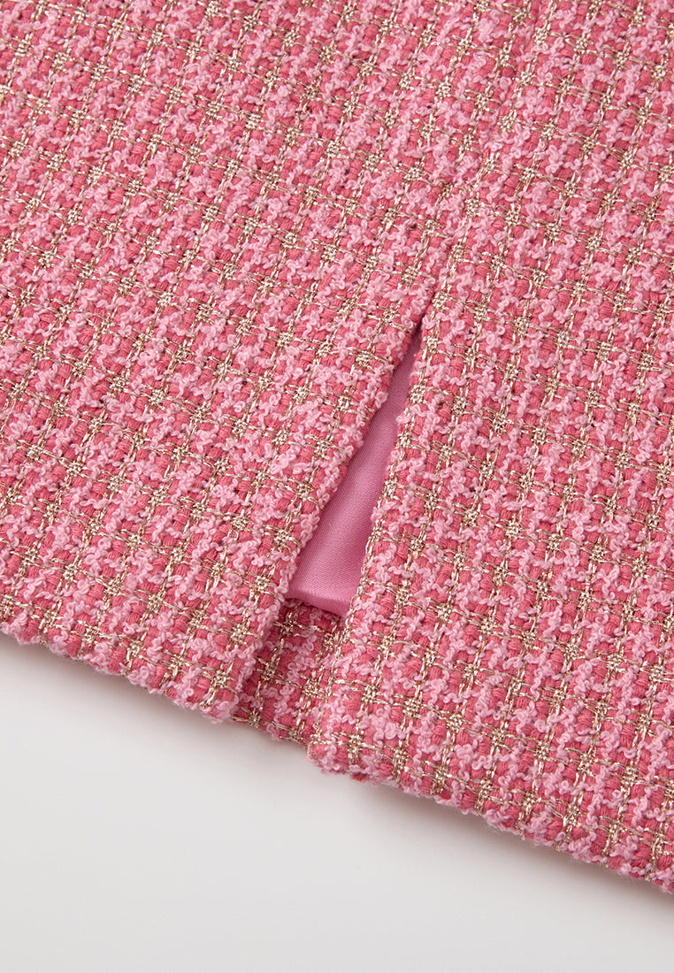 Frayed-trim Lurex-detail Tweed Midi skirt