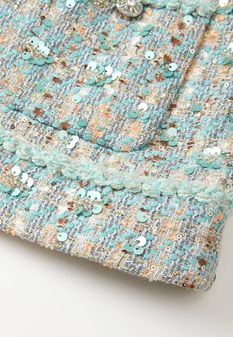 Contrast Checked Tweed Jacket