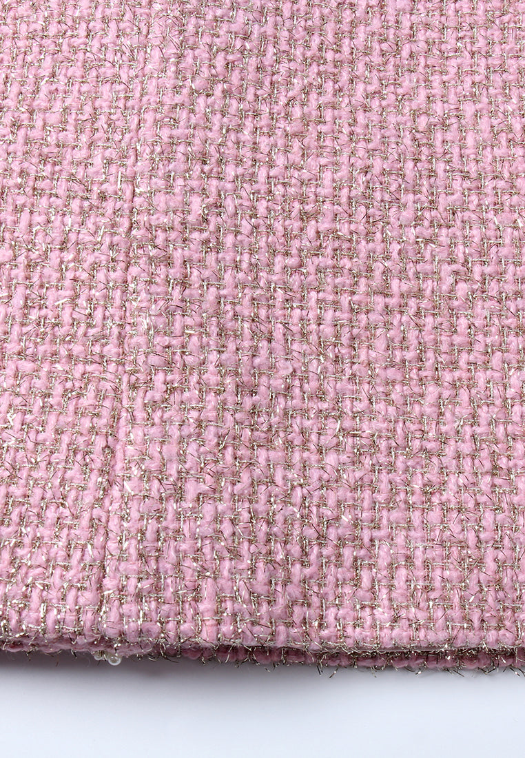 Pink Tweed Jacket with Pearl Buttons