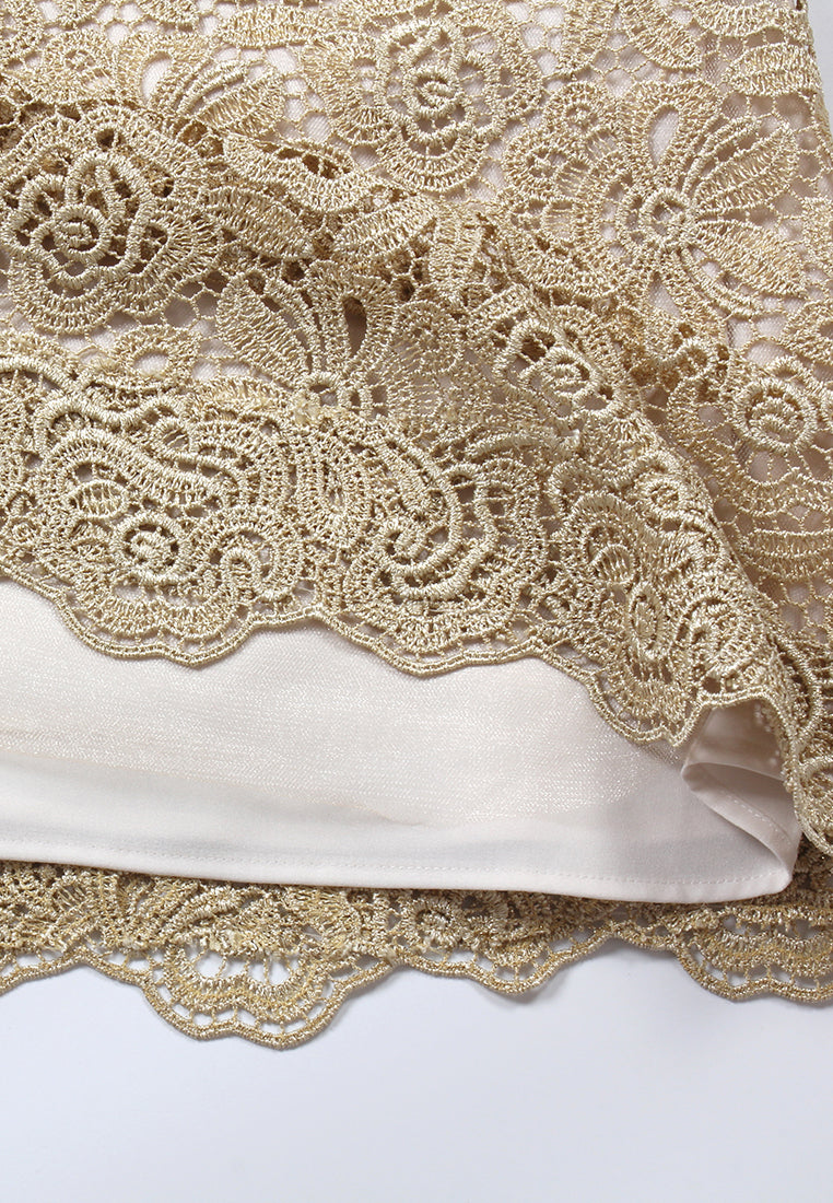Champagne Lace Ribbon Dress