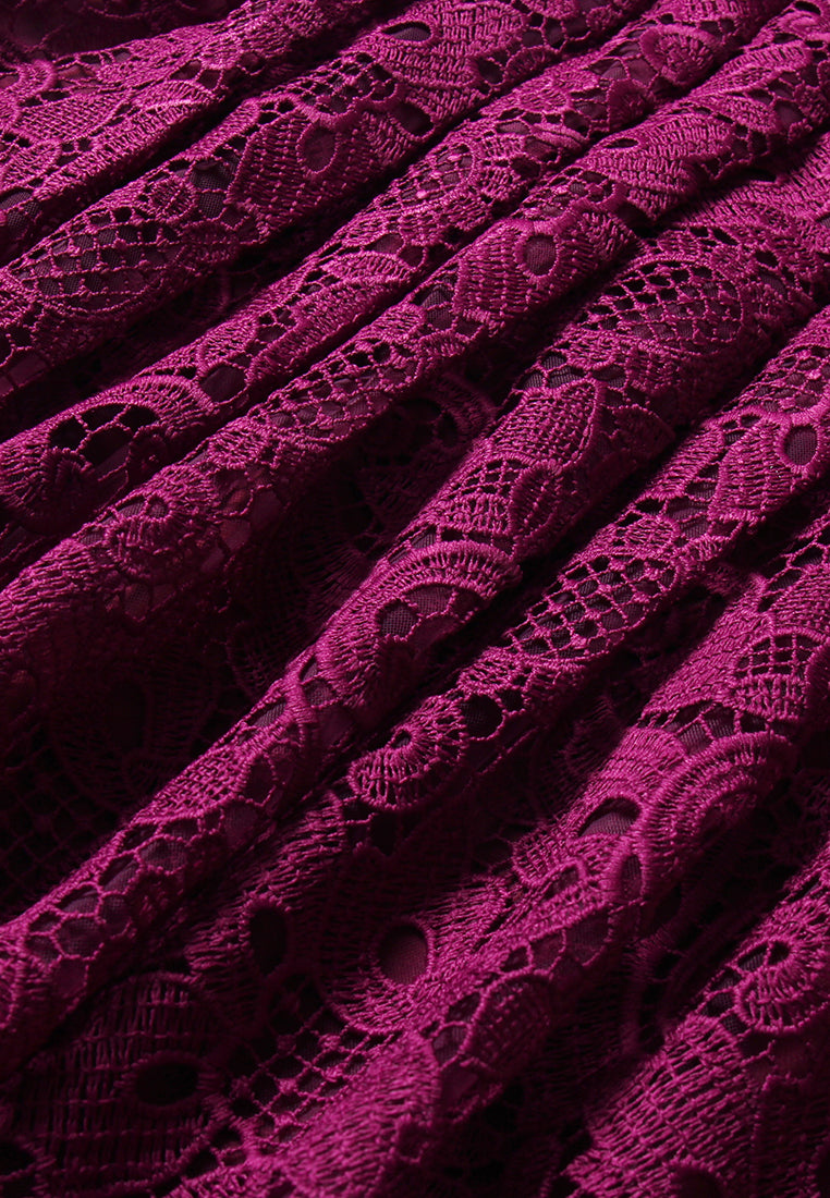 Magenta Dentelle Pleated Dress