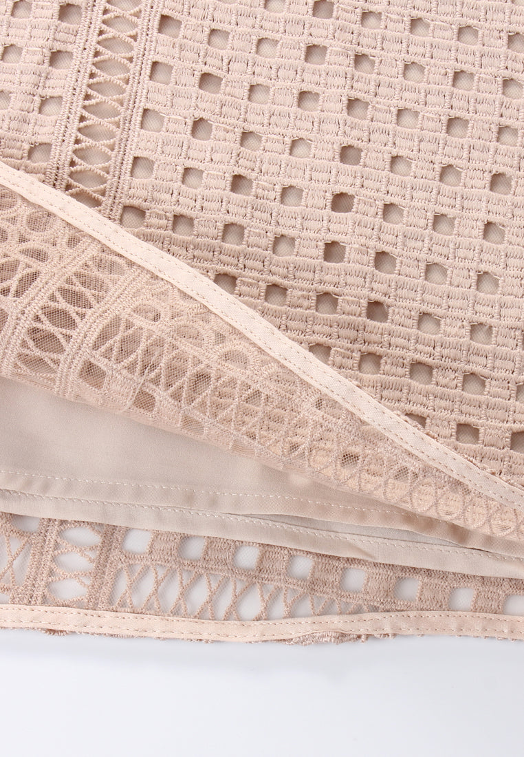 Beige Dentelle Fleuris Dress