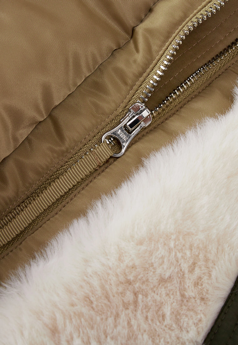 Contrasting-detail Patchworked Fur Coat