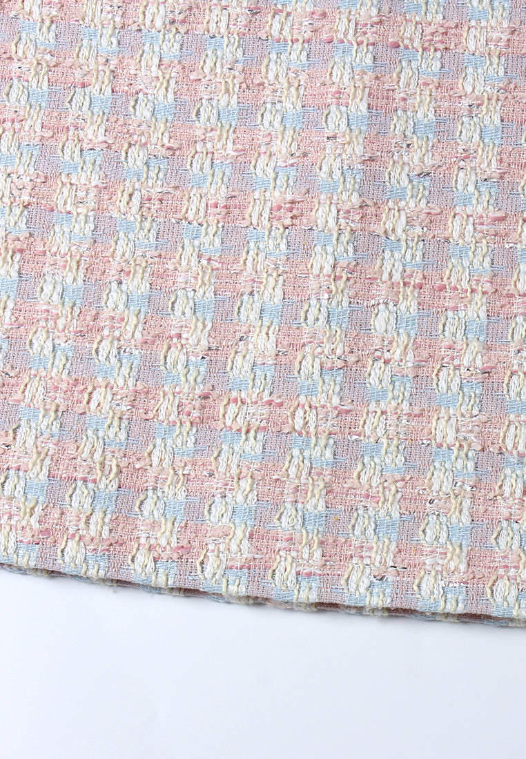 Éclat Fleurie Robe en Tweed Pastel