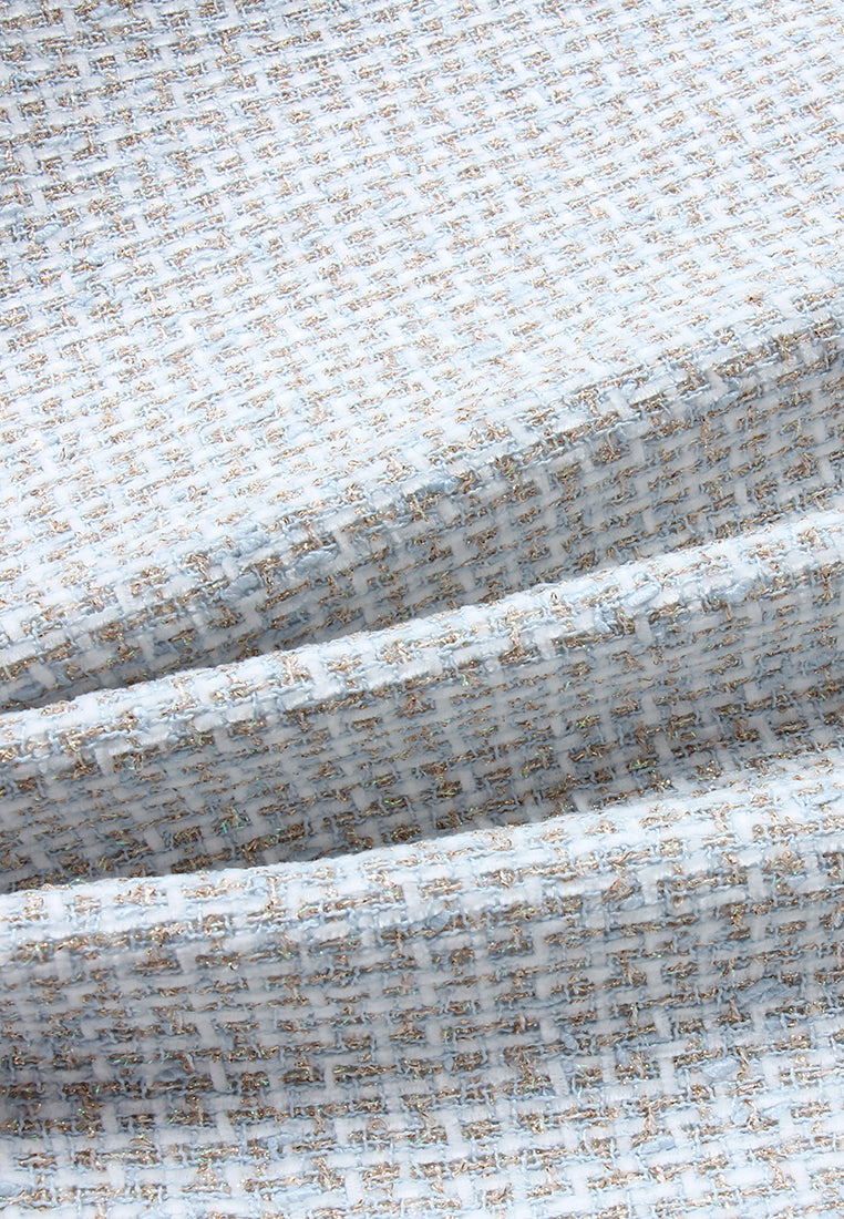 Azure Bloom Textured Tweed Jacket