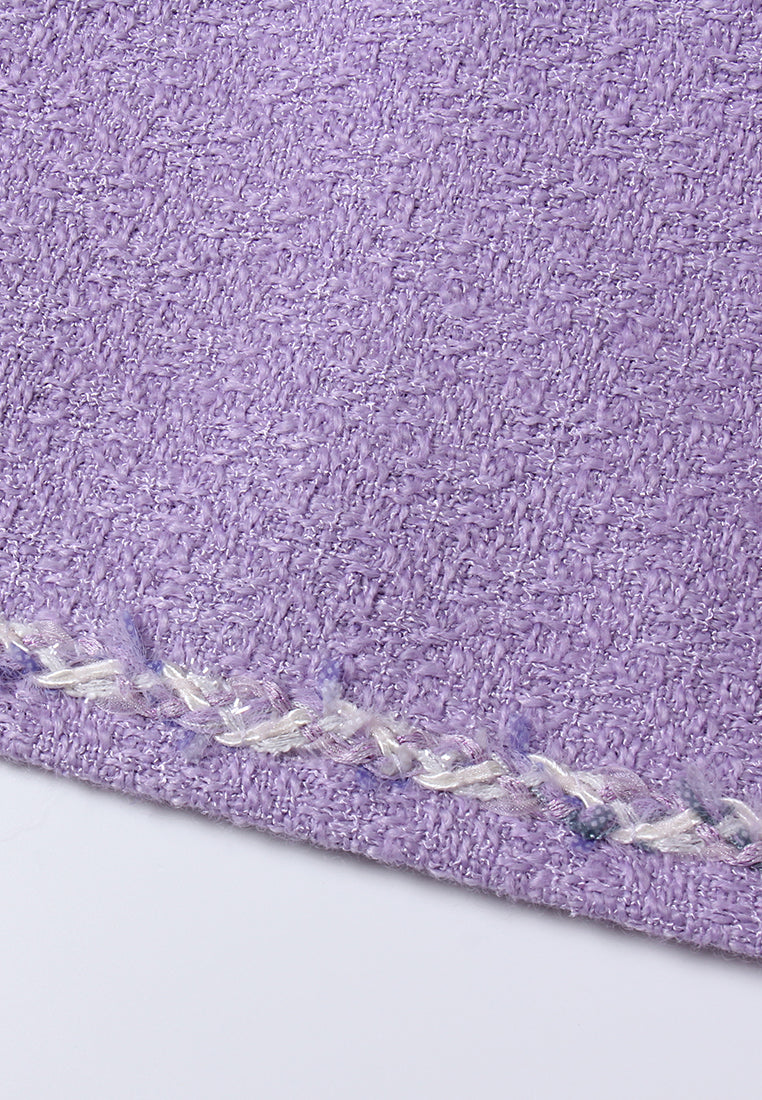 Contrast-trim Pocketed Tweed Jacket