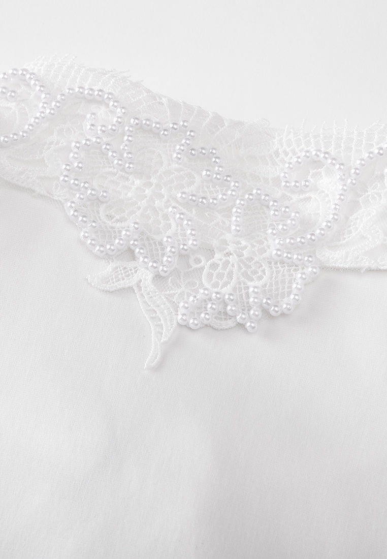 Grace Lace and Pearl Detailed Blouse
