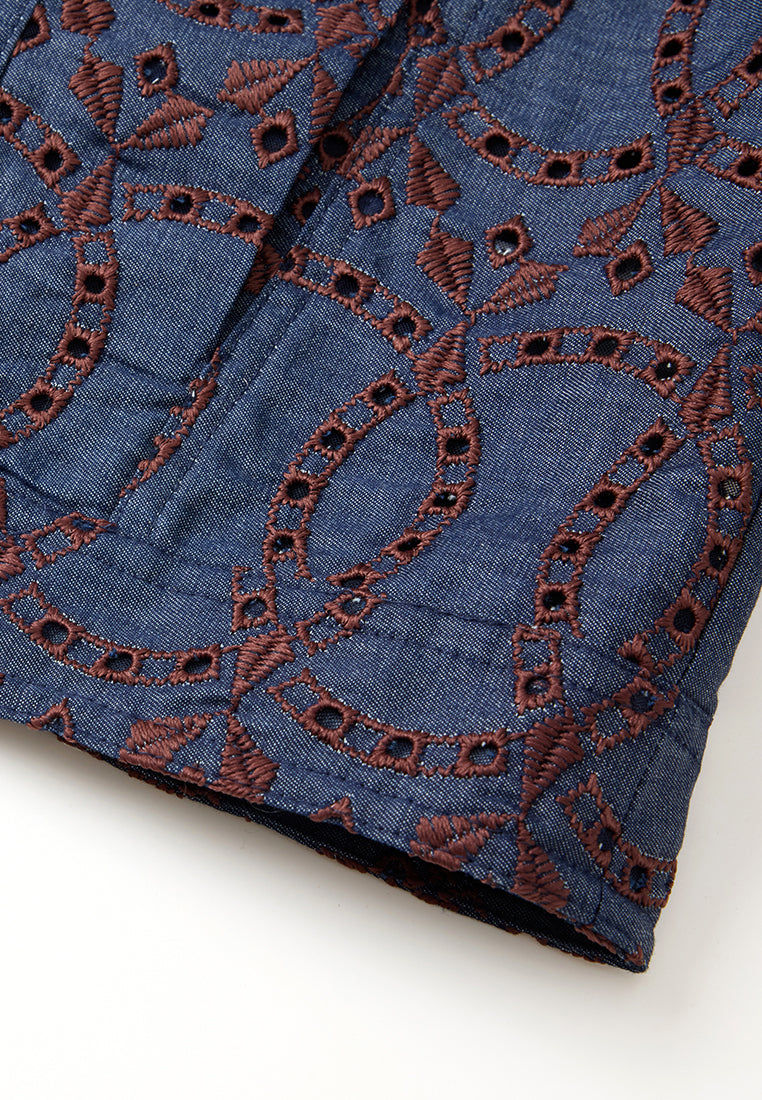 Contrast Embroidered Monogram Jacket