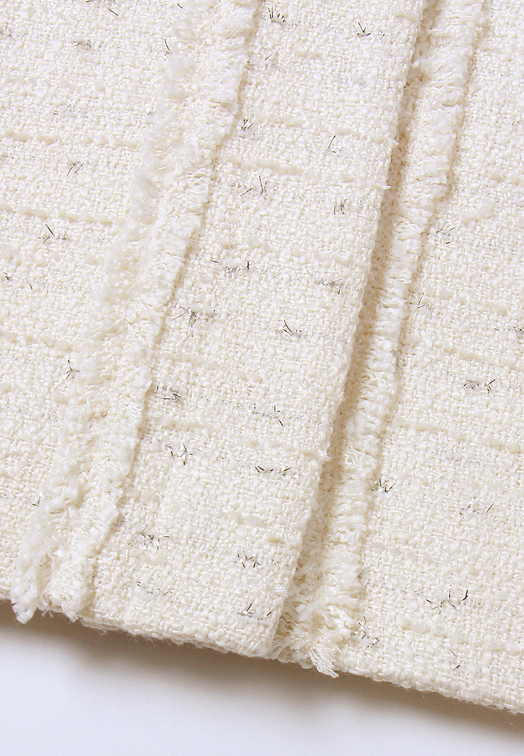 Flower-Motif Crystal-Embellished Tweed Coat