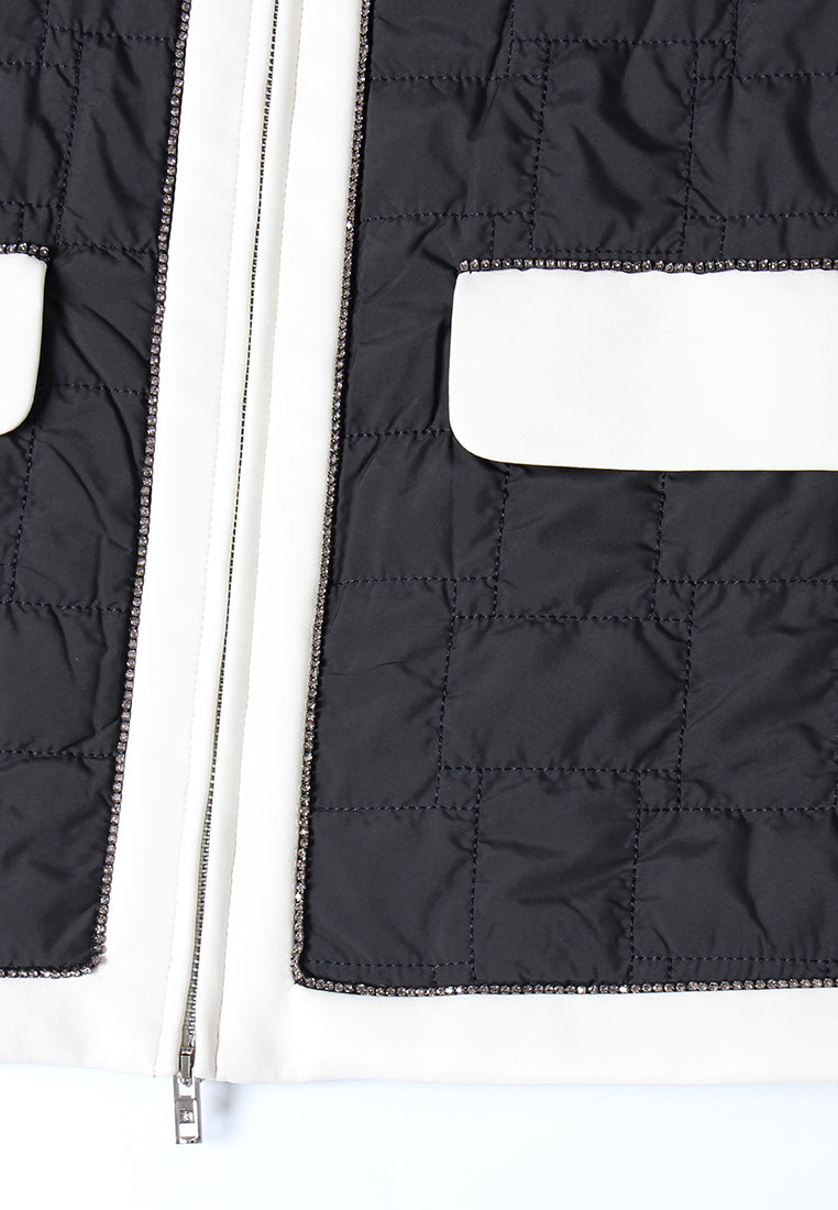 Noir Contrast Veste Matelassée