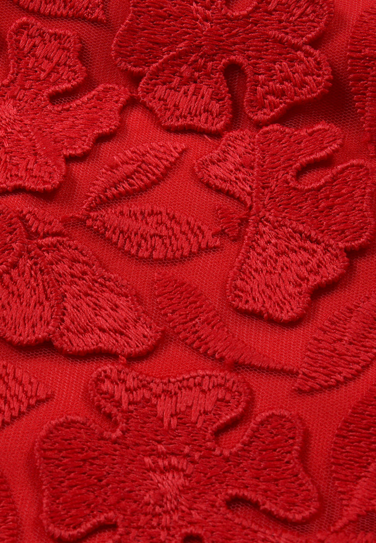 Scarlet Bloom Appliqué Vest