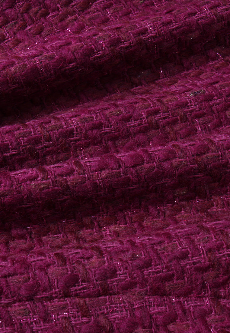 Checked fringed tweed jacket