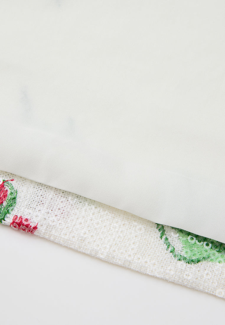 Appliqué-detail Embroidered Sequined Cheongsam