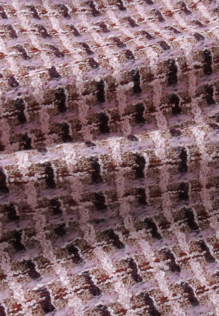 Rose Étoilé Manteau en Tweed Carreaux