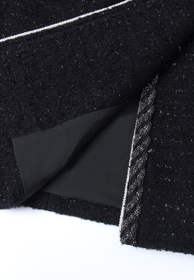 Contrast Trim Tweed Coat