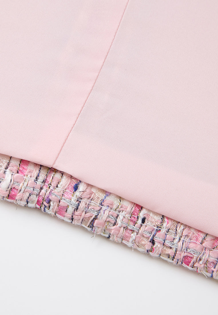 Round Neck Mixed Tweed Contrasting-trim Cropped Jacket