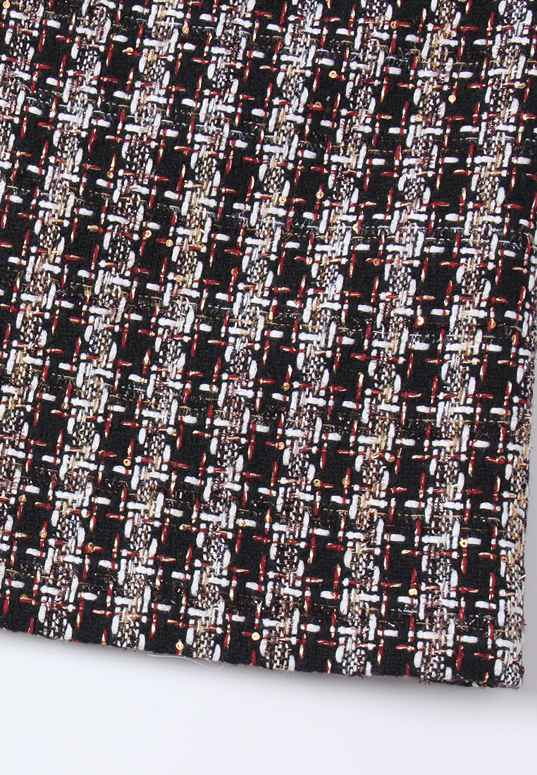 Checked Patch-pocket Tweed Long Coat