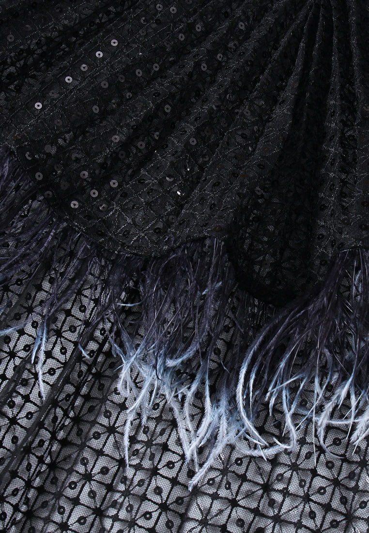 Noir Plumage Sequin Dress