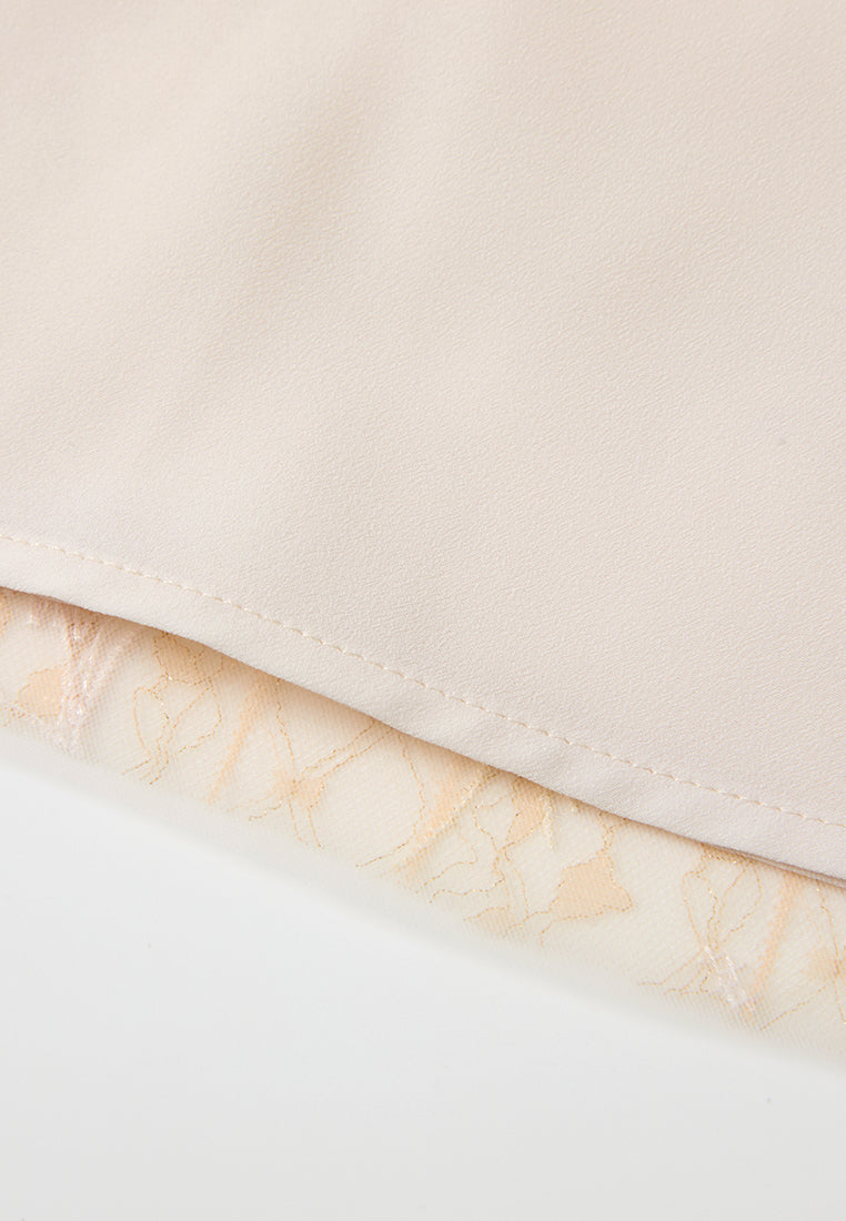 Pleated Sequin-detail Cross-stitch Detail Mesh Maxi Skirt