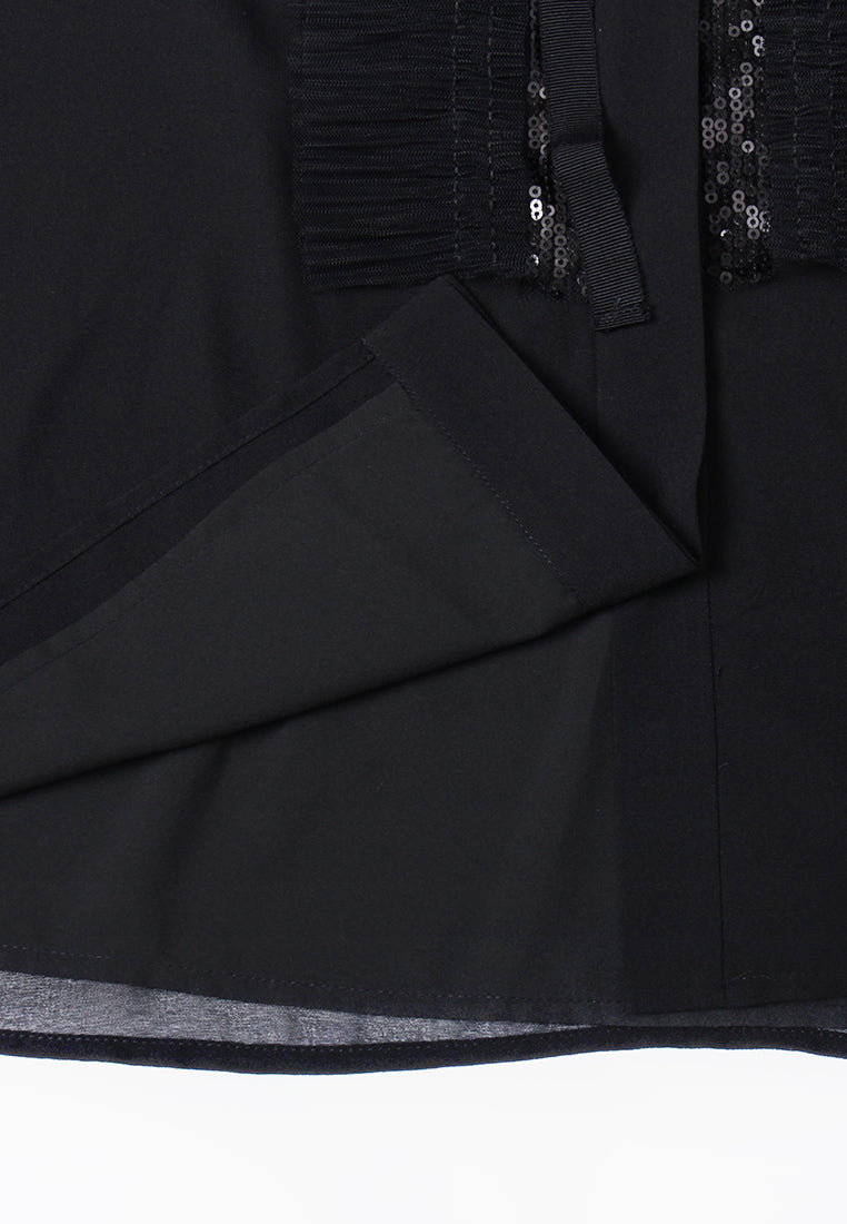 Embellished Pleated Sheer Blouse