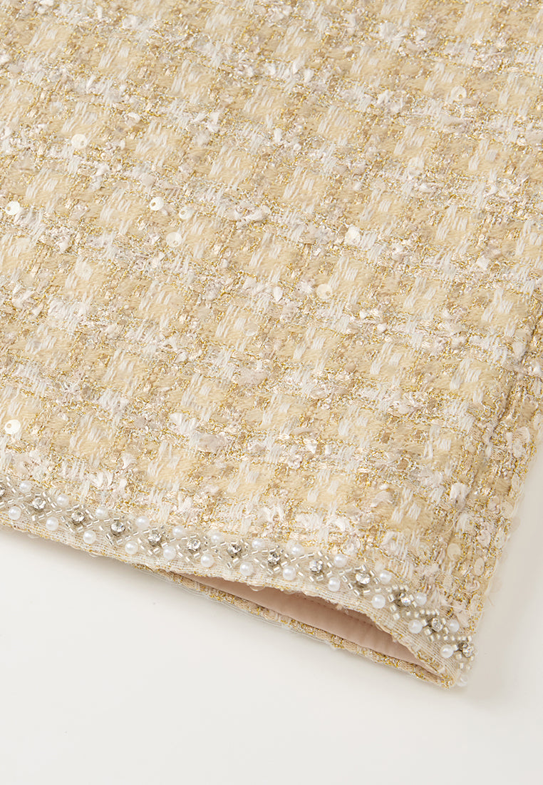 Lurex Checked Tweed Sequin-detail Embellished Dress