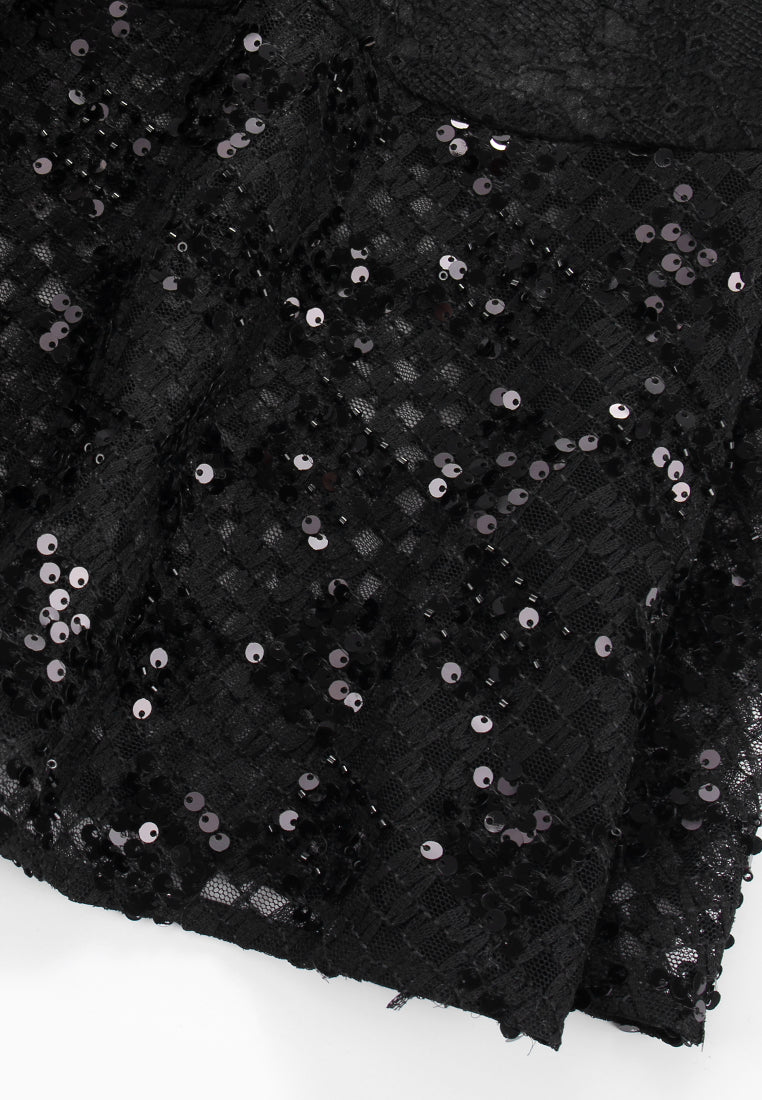 Noir Lace Sequin Skirt