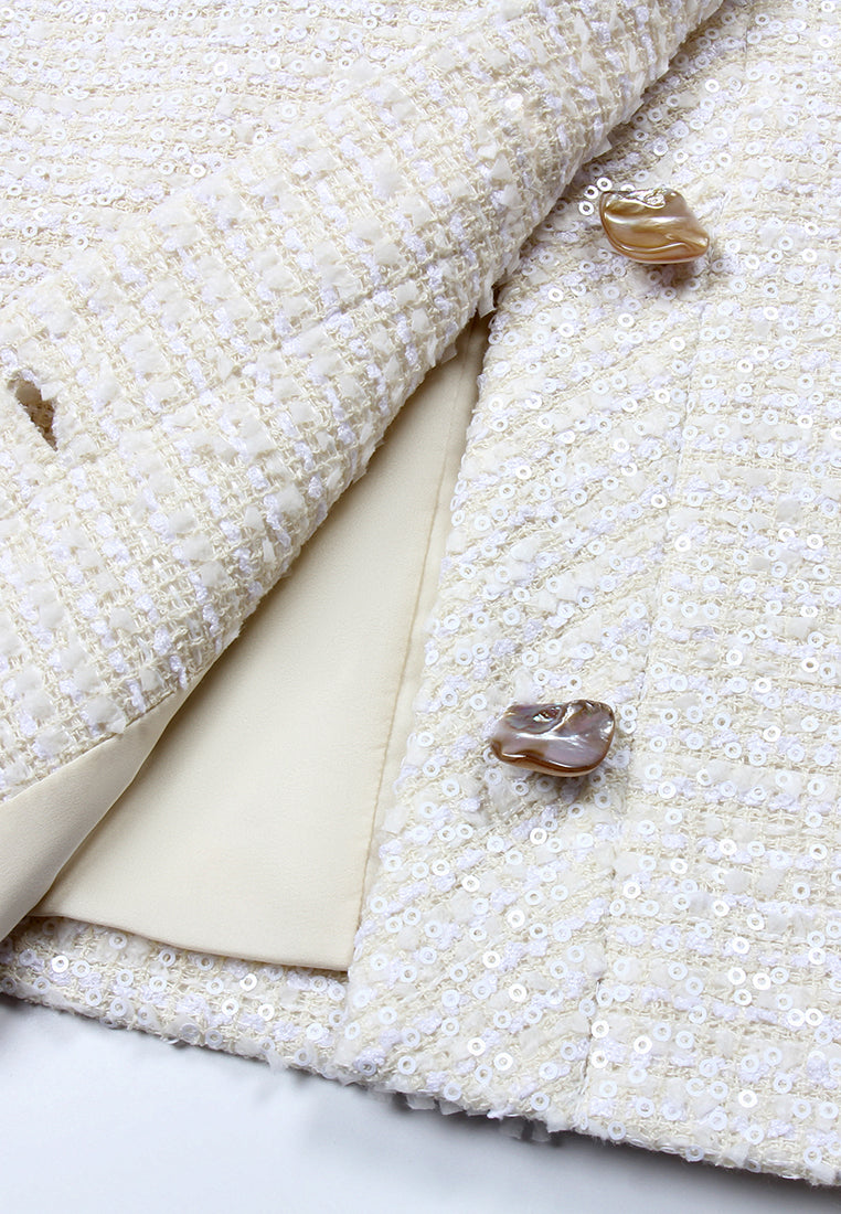 Ivory Bloom Embellished Tweed Jacket