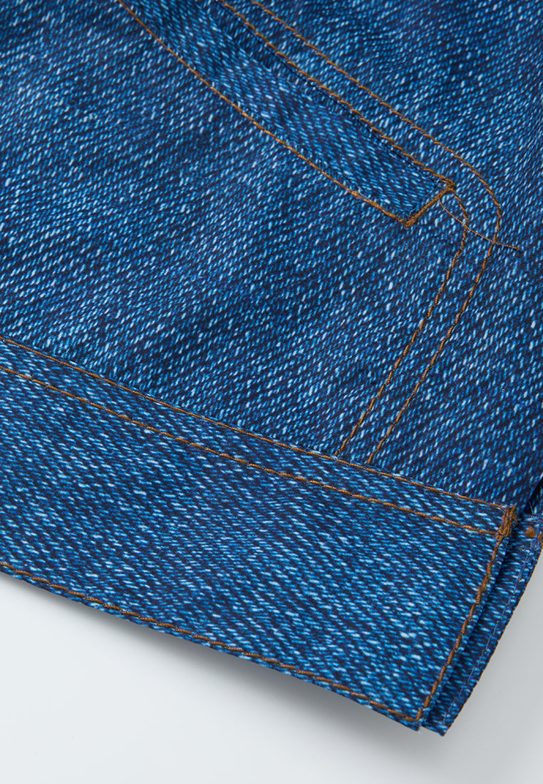 Concealed-button Denim-pattern Jacket