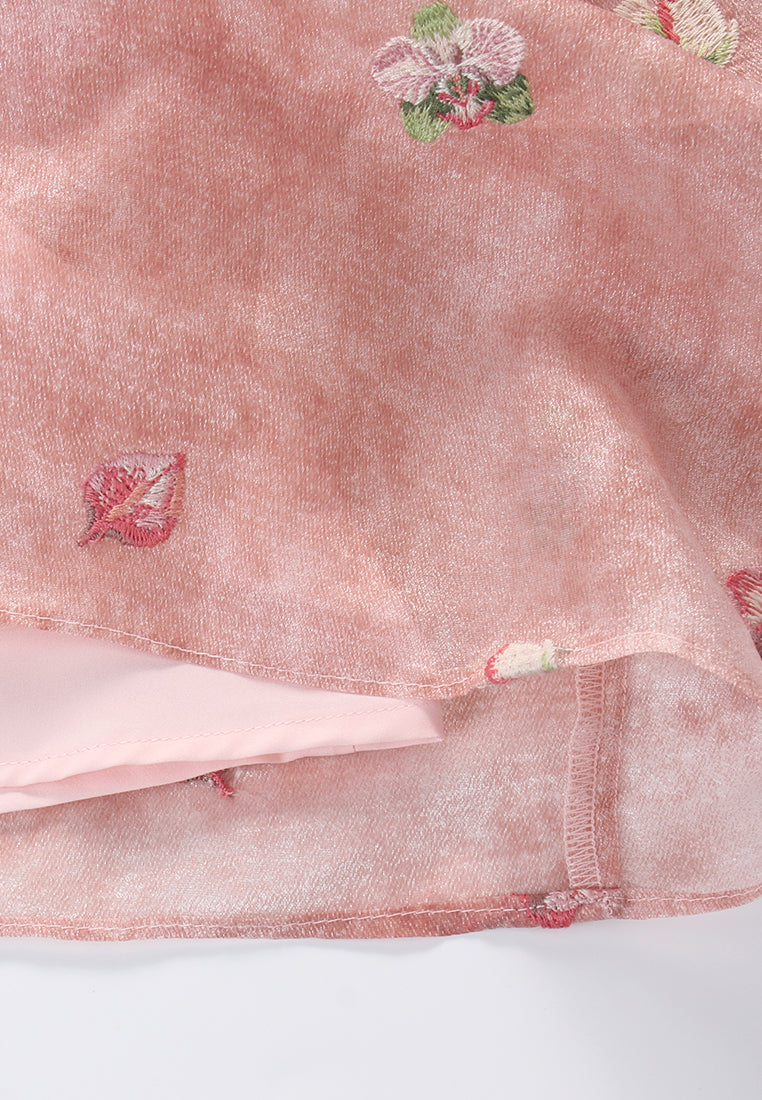 Rosé Blossom Embroided Dress