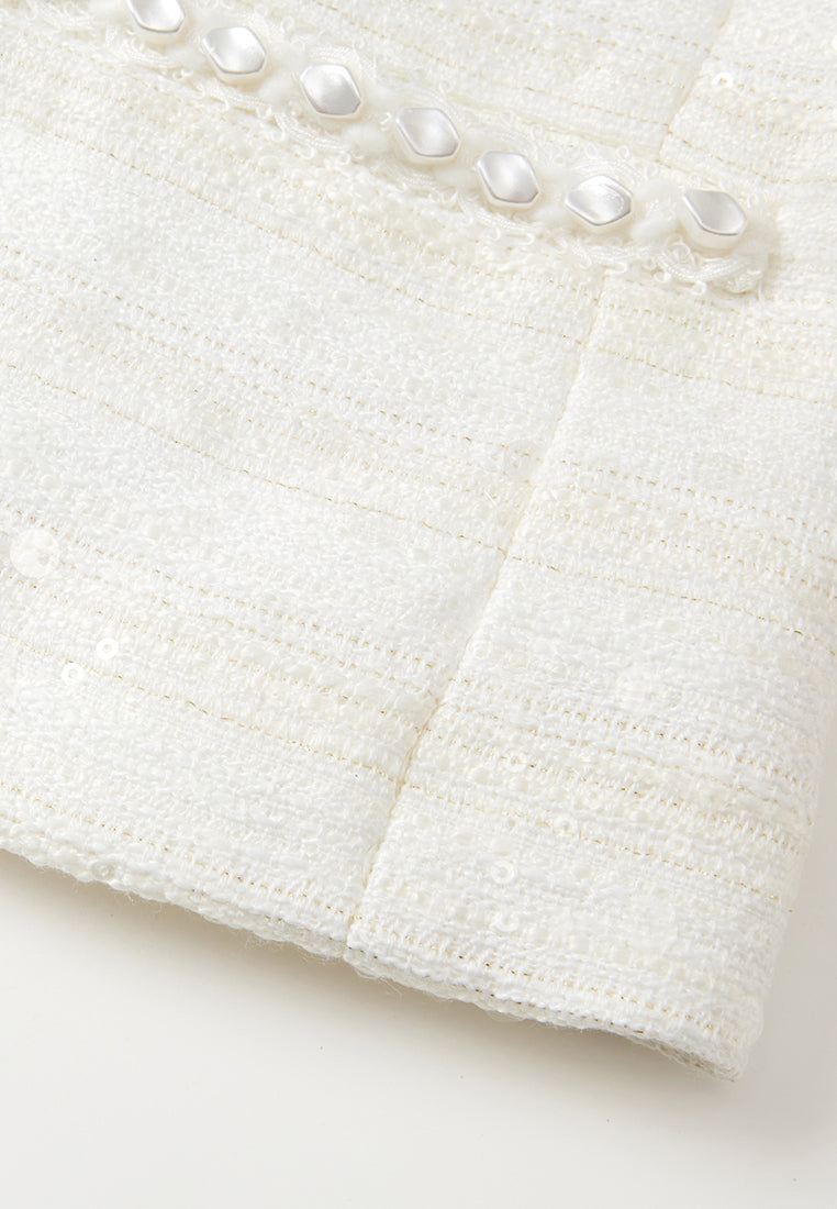 Striped Embellished knot Button Jacket