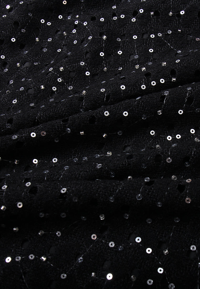 Embellished Bow Sequin Blouse