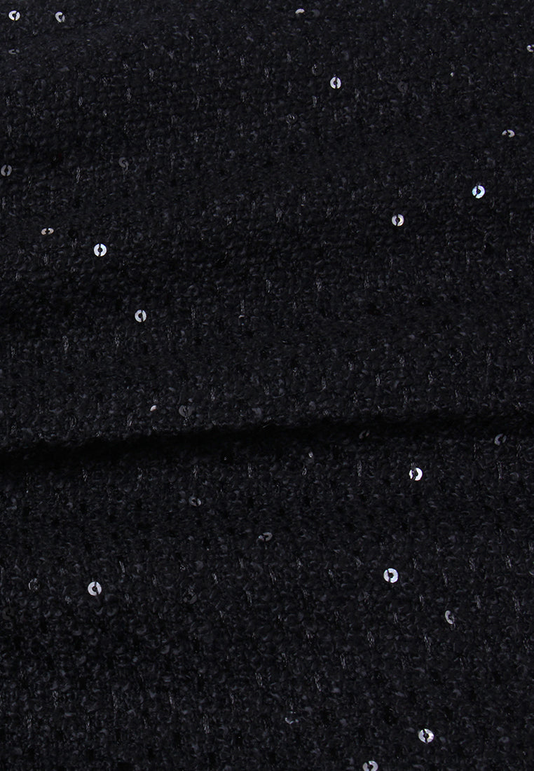 Sequin Tweed Straight-leg Trousers