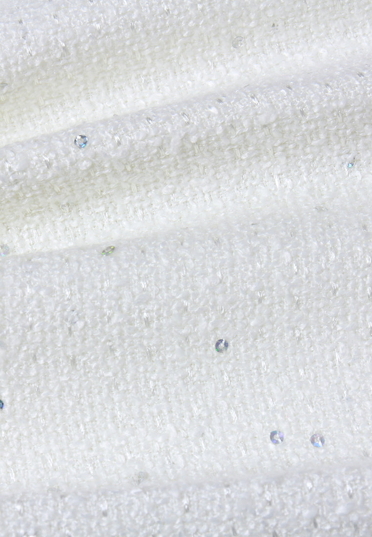 Sequin-Embellished Tweed Straight-Leg Trousers